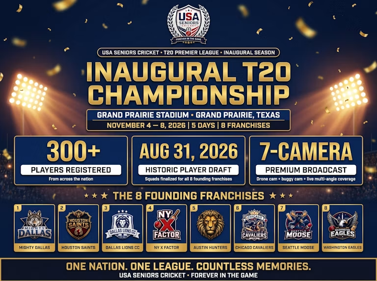 USA Seniors Cricket Inaugural T20 Championship Flyer
